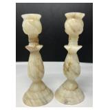 Alabaster Candlestick Holders