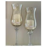 Blown Glass Pedestal Hurricane Lamps