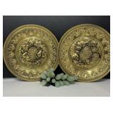 Embossed Metal Wall Plates with Glass Grapes