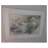 Framed and Signed Watercolor of Geraniums