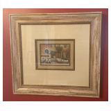 Framed Watercolor Depicting Cafe Scene