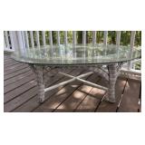 Wicker and Glass Coffee Table