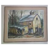 Framed Acrylic Painting Barn