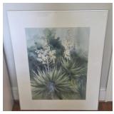 Framed Signed Watercolor Yucca Plant
