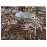 Patio Table and Wrought Iron Chairs