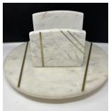 Marble Lazy Susan and Napkin Holder