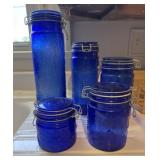 Cobalt Blue Fruit Embossed Canister Set