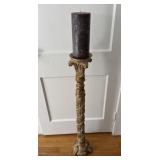 Gold Tone Pillar Candle Holder