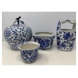 Blue and White Ginger Jar and Planters