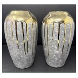Stoneware Vases with Metallic Drip
