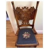 Victorian Style Carved Chair with Needlepoint Seat