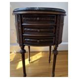French Style Walnut End Table with Marble Top B