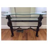 Metal Accent Table with Panther Head Accents