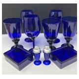 Cobalt Blue Beverage Glasses and Salt/Pepper