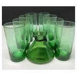Vintage Emerald Green Glass Tumbler Set