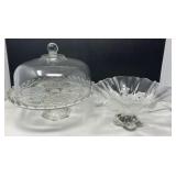 Glass Cake Plate and Serving Bowl