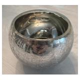 Crackled Silver-Tone Candle Holder