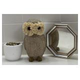 Owl, Mirror, Jar with Rocks