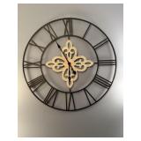 Wall Clock - black metal and wood middle