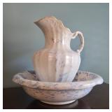 Vintage Ironstone Pitcher & Stoneware Bowl