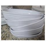 Five White Stoneware Oval Dishes
