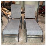 2 Grey Sling Chaise Lounge Chairs