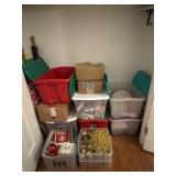 Closet Full of Holiday Items in Boxes