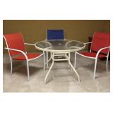 Glass Round Table with Three Chairs