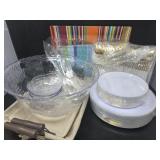 Assortment of Plastic Trays, Plates and Utensils