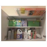 Assortment of Cleaning Products, Sewing Container
