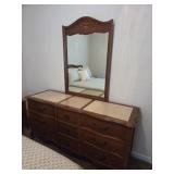 Dresser with Marble Inlay Top and Mirror