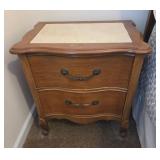 Bedside Table with Marble Inlay Top A