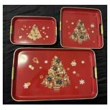 Red Lacquerware Nesting 3 Piece Holiday