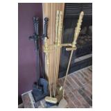 Sets of Fireplace Tools Brass Finish and Black