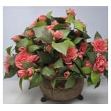 Floral Faux Flowers in Metal Pot