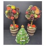 Fruit Faux Topiary with Christmas Cookie Jar