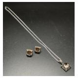 14KT Gold with Sterling Silver Pendant Set