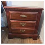 Broyhill Bedside Three Drawer Oak Table