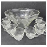 Glass Punch Bowl with Cups