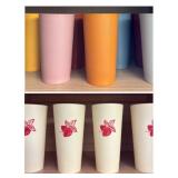 Tupperware and Strawberry Plastic Tumblers