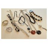 Ladies Mixed Metal and Black Bead Necklaces