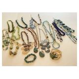 Ladies Blue and Green Beaded Stone Fashion Jewelry