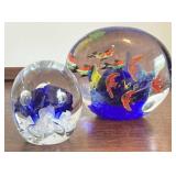 Blown Art Glass Flower and Aquarium Paperweights