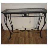 Console Table Glass Top Metal Wood
