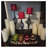 Assortment of Battery Operated Candles and Holders