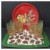Vintage Christmas Glasses and Trays