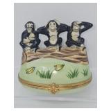 Limoges Monkey Trinket Box