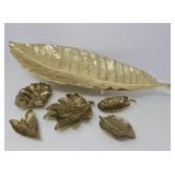 Brass Leaf Tray and Trinket Dishes