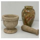 Marble Mortar & Pedestal, Vase