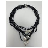 Pearl, Glass Bead, Sterling Clasp Necklace